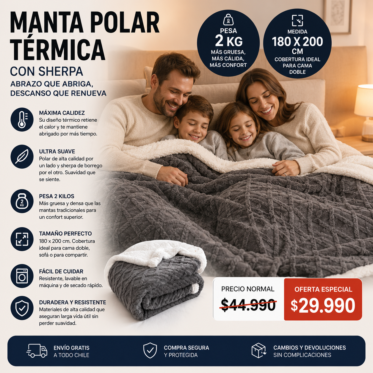 CloudHeat™ | Abraza tu cuerpo con 2 kilos de suavidad, calor y descanso real.