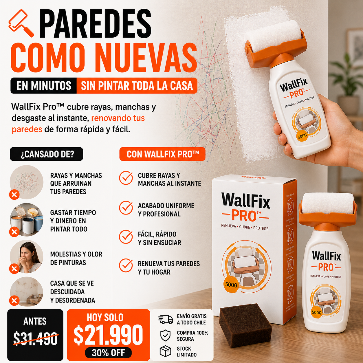 WallFix Pro™ ¡Paredes como nuevas en minutos!