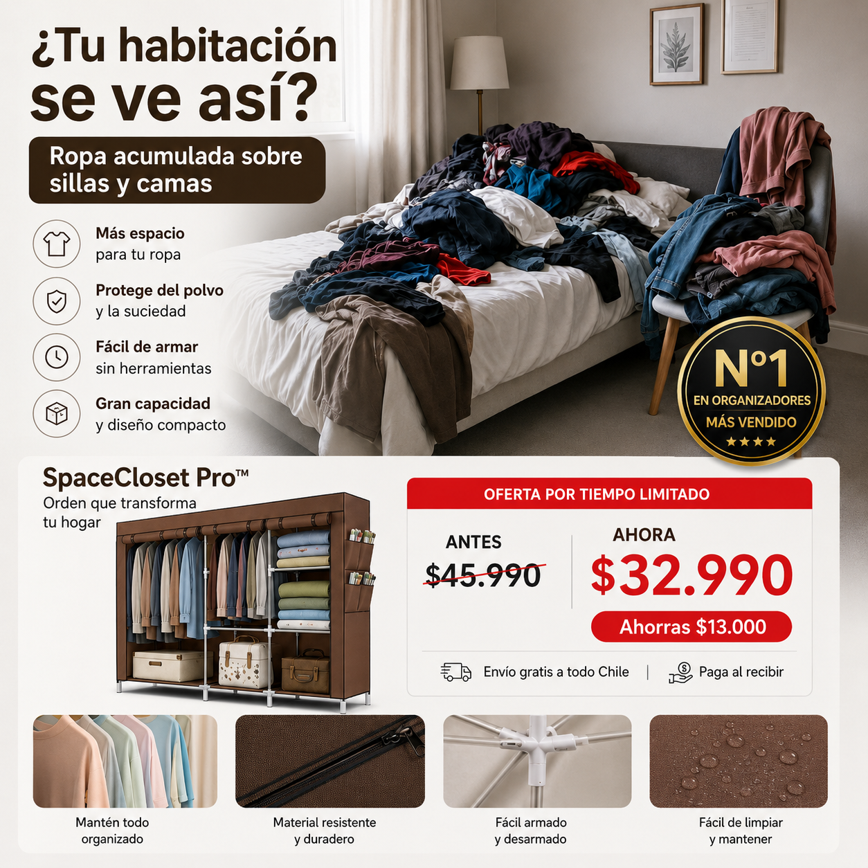 SpaceCloset Pro™ | El desorden está robando el espacio de tu habitación