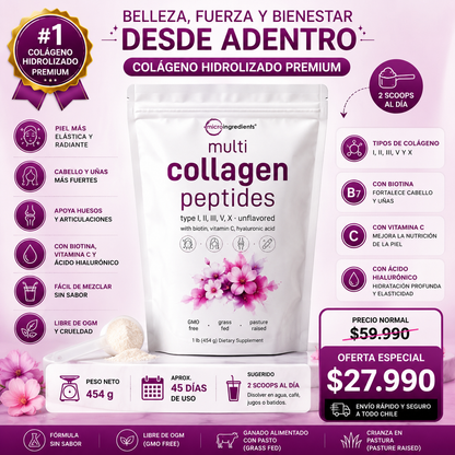 Multi Collagen Peptides 454g | Colágeno Hidrolizado Premium