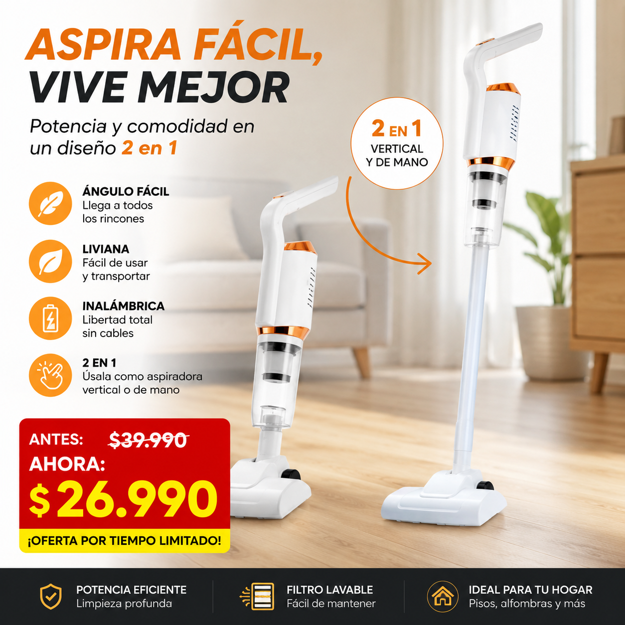 FLEXVAC™ | LIMPIA TODA TU CASA SIN CABLES, PESO NI COMPLICACIONES