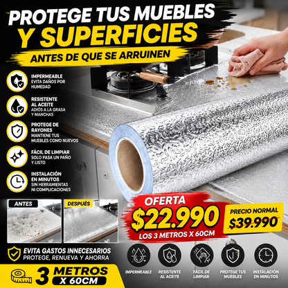 CoverGuard™ | La barrera contra grasa, humedad y desgaste para tu cocina. ( 3Mtrs X 60cm )