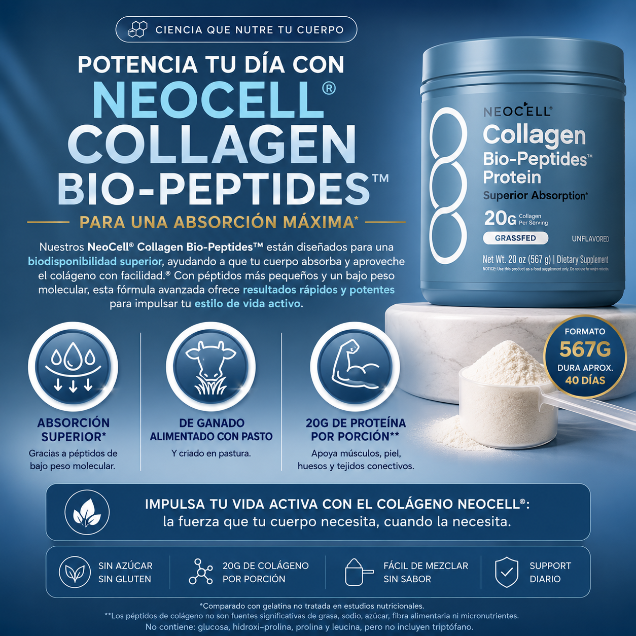 NEOCELL COLLAGEN BIO-PEPTIDES™ 567G | TU MEJOR VERSION PARA SIEMPRE