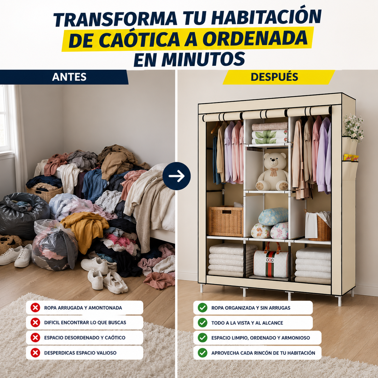 SpaceCloset Pro™ | El desorden está robando el espacio de tu habitación