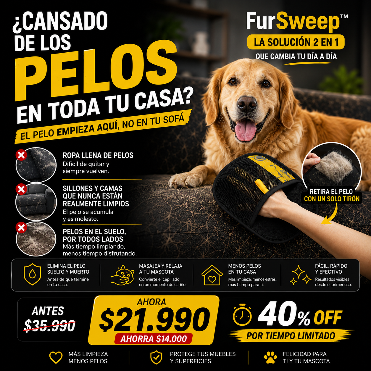 FurSweep™ | Despídete de los pelos que se apoderan de tu hogar y vuelve a disfrutar cada espacio limpio