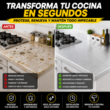 CoverGuard™ | La barrera contra grasa, humedad y desgaste para tu cocina. ( 3Mtrs X 60cm )