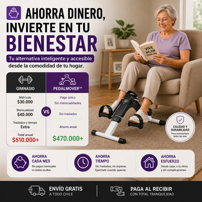 PedalMove™ Solo 10 minutos al día para moverte, sin cambiar tu rutina.