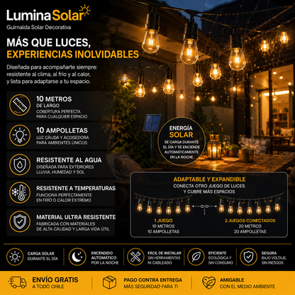 LUMINA SOLAR™ haz que todos quieran quedarse en tu patio