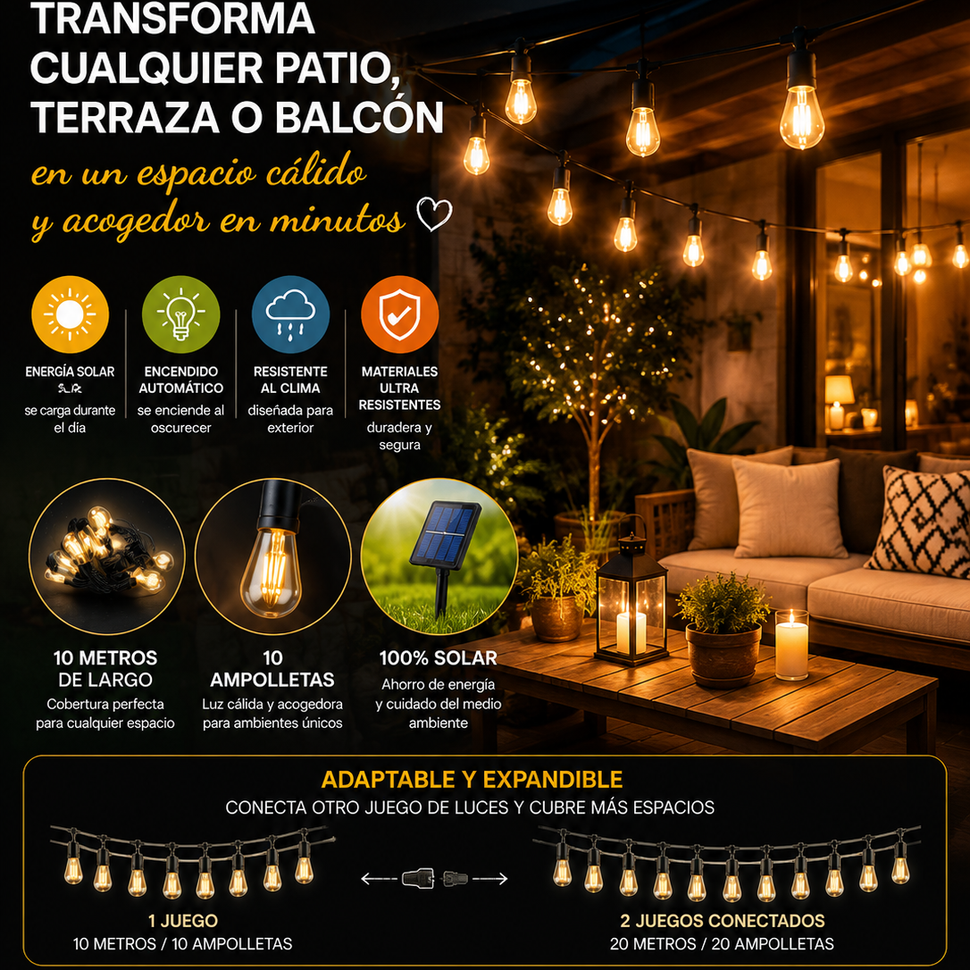 LUMINA SOLAR™ haz que todos quieran quedarse en tu patio
