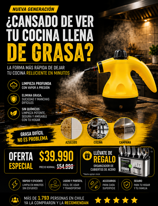 VaporMax™ | Dile adiós a la grasa y deja tu cocina reluciente en solo 10 minutos