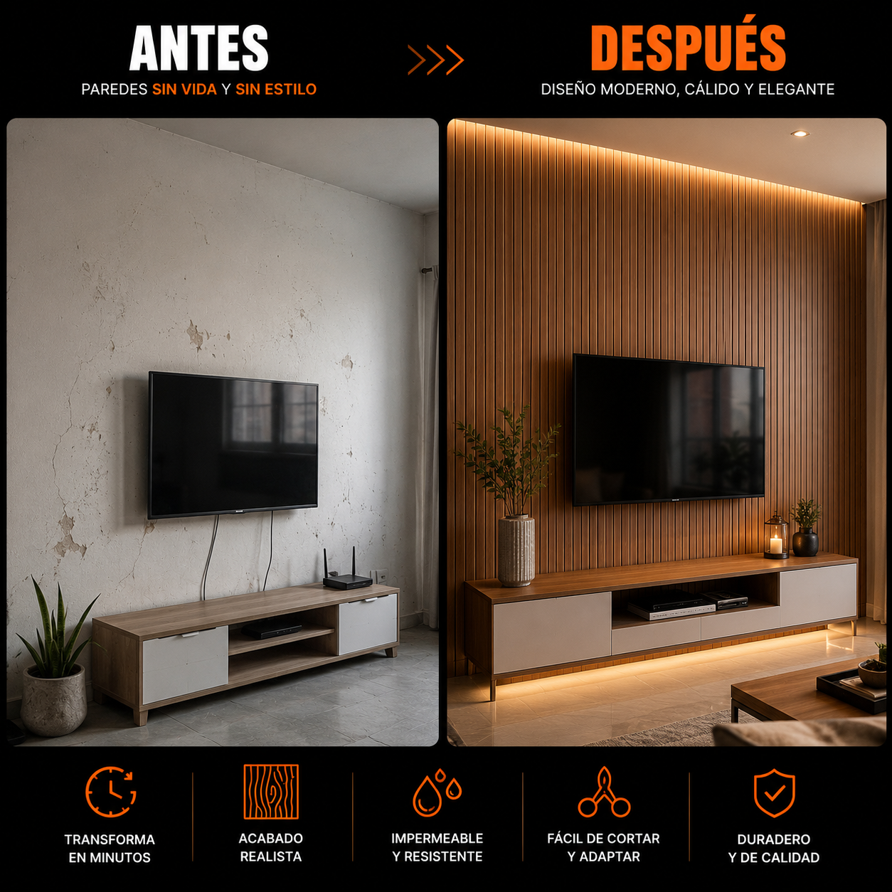 WoodFlex™ Panel | ¿Cansado de un living aburrido y sin personalidad?