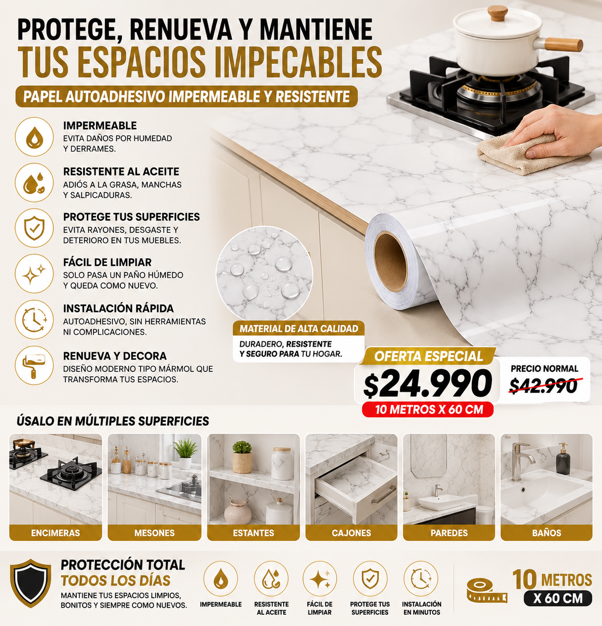 DECOMÁRMOL™ | LA SOLUCIÓN RÁPIDA E INTELIGENTE PARA TRANSFORMAR CUALQUIER ESPACIO DE TU HOGAR. (10 MTRS X 60 CM)