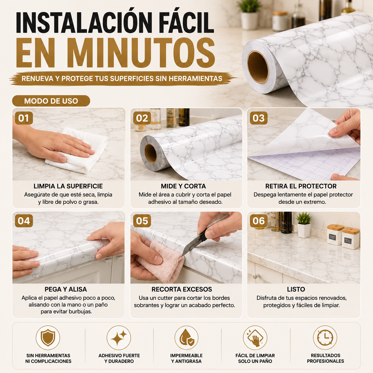 DECOMÁRMOL™ | LA SOLUCIÓN RÁPIDA E INTELIGENTE PARA TRANSFORMAR CUALQUIER ESPACIO DE TU HOGAR. (10 MTRS X 60 CM)