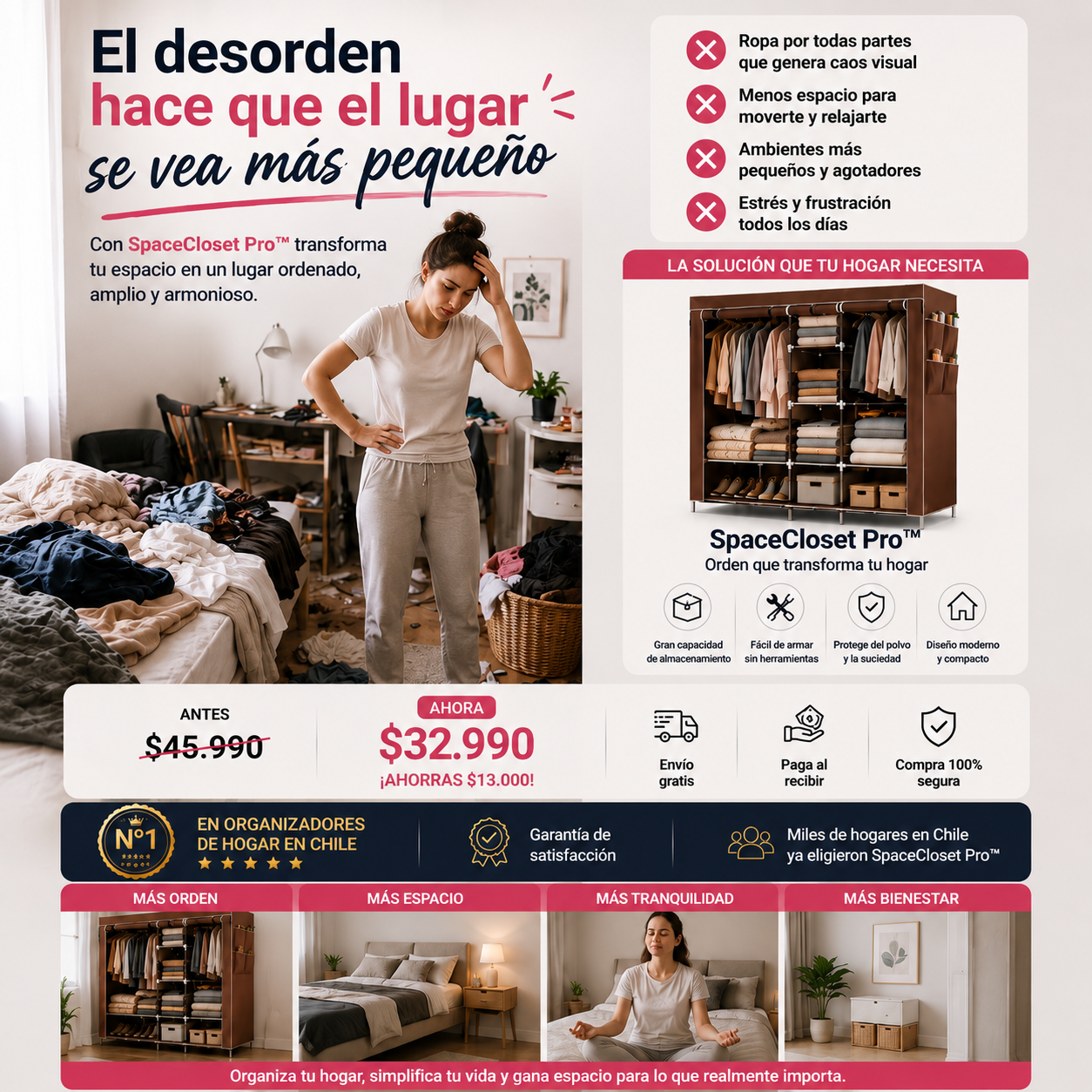 SpaceCloset Pro™ | El desorden está robando el espacio de tu habitación