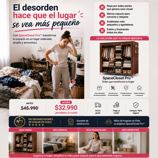 SpaceCloset Pro™ | El desorden está robando el espacio de tu habitación