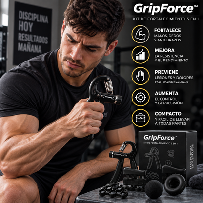 GripForce™ | Kit de Fortalecimiento 5 en 1 | MÁS FUERZA EN TUS MANOS, MÁS POTENCIA EN CADA AGARRE