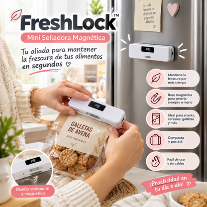 FreshLock™ Sella tus bolsas en segundos y conserva la frescura de tus alimentos