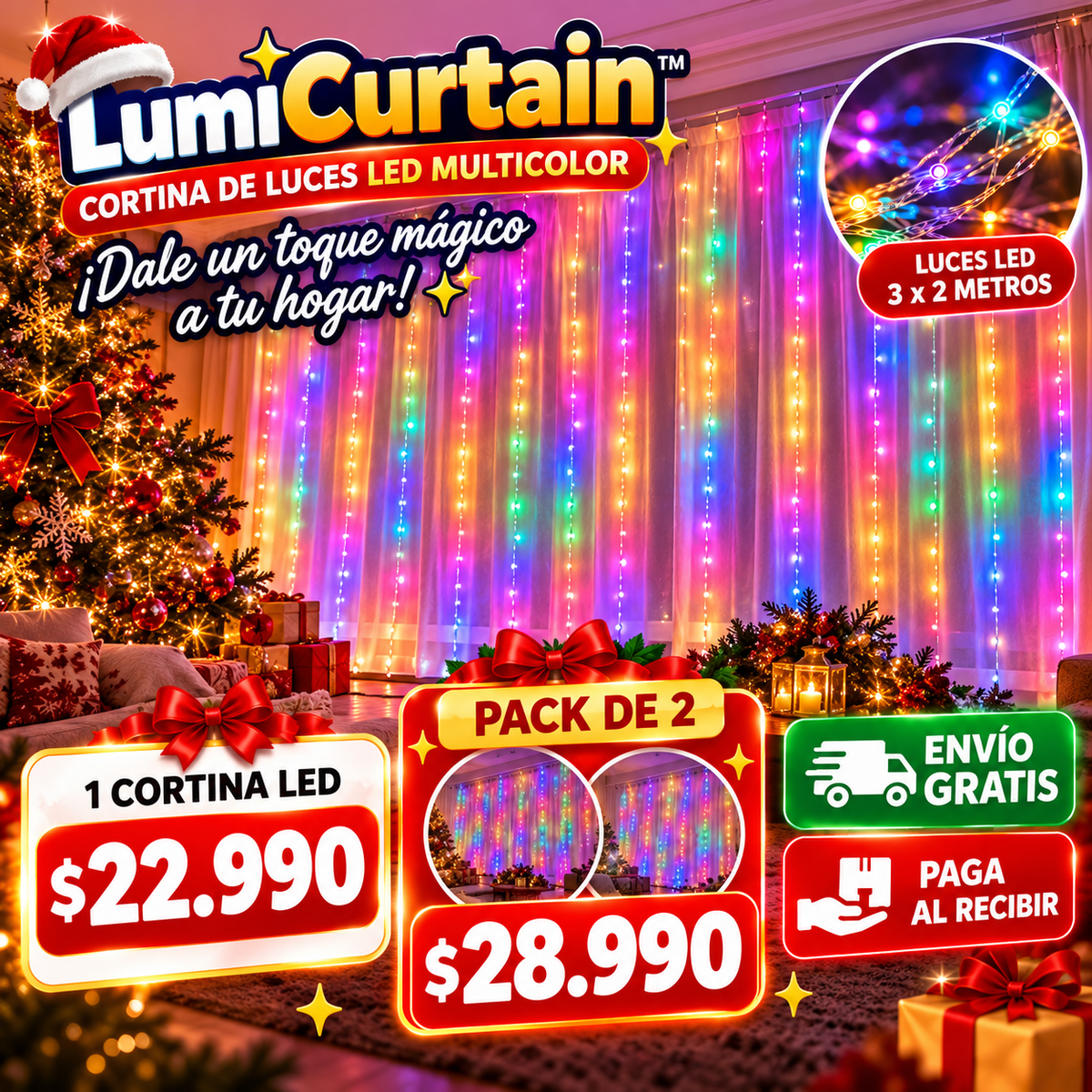 LumiCurtain™ | TRANSFORMA CUALQUIER ESPACIO EN UN AMBIENTE MAGICO LLENO DE COLOR Y VIDA
